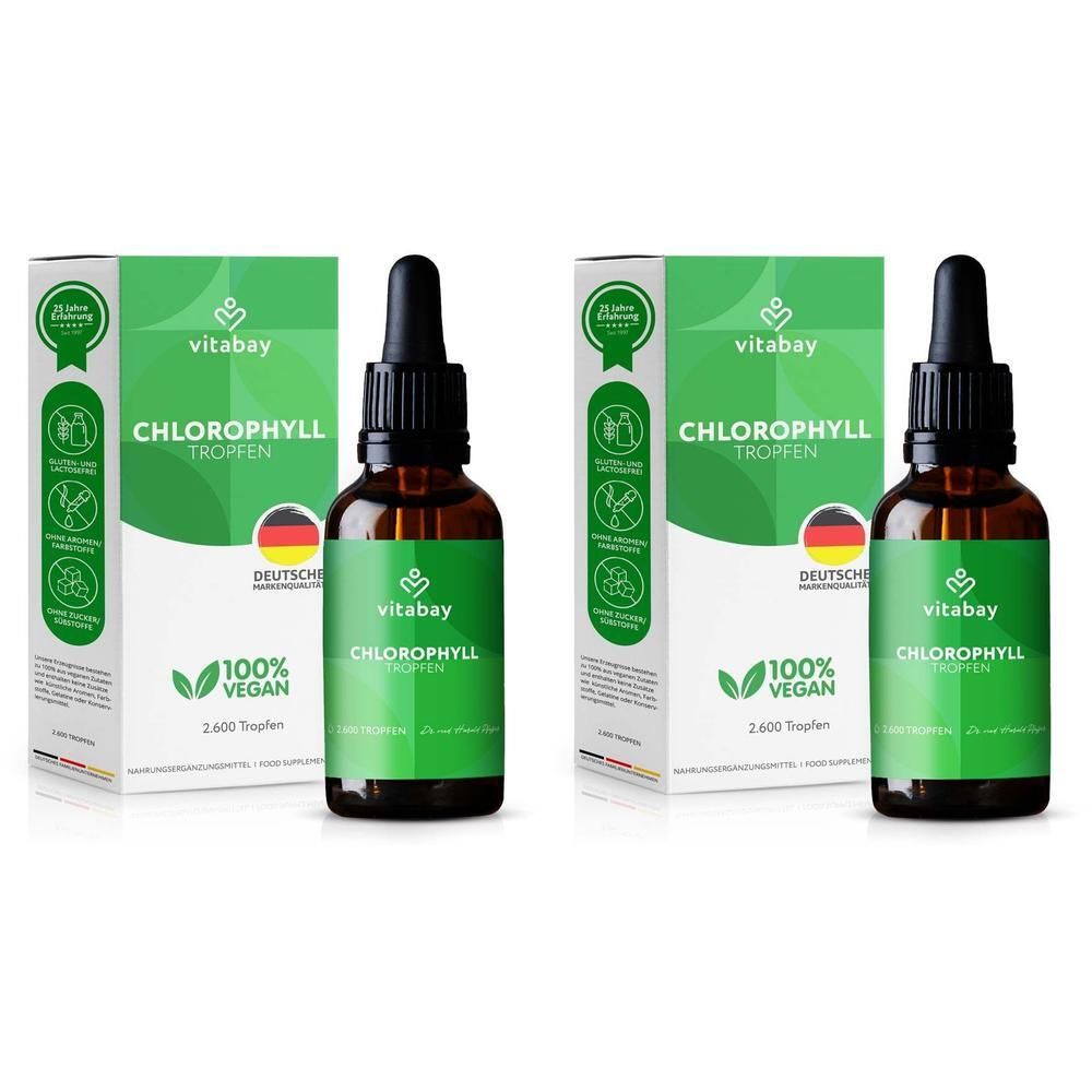 Chlorophyll aus Alfalfa und Chlorella vegan Tropf. 2x 2x100 ml Tropfen