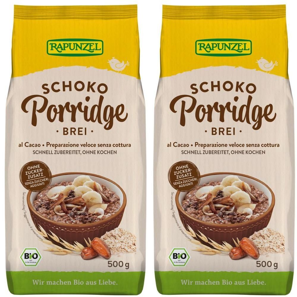 Rapunzel Bio Guten Morgen Frühstücksbrei, Kakao-Banane 2x 2x500 g Brei