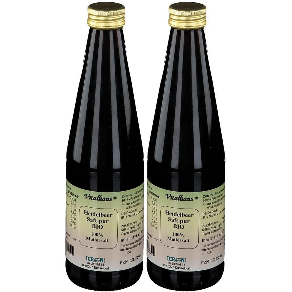 Heidelbeer Saft pur Bio Vitalhaus 2x 2x330 ml