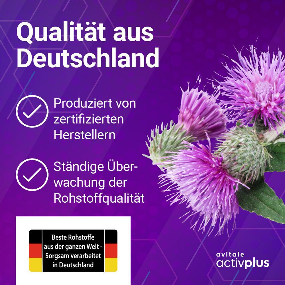 Qualitätssiegel 'Beste Rohstoffe aus der ganzen Welt' und Text 'Qualität aus Deutschland'.
