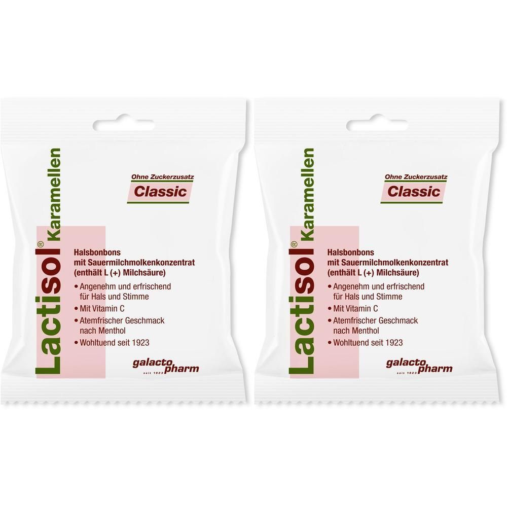 Lactisol Karamellen Classic ohne Zucker 2x 2x50 g Bonbons