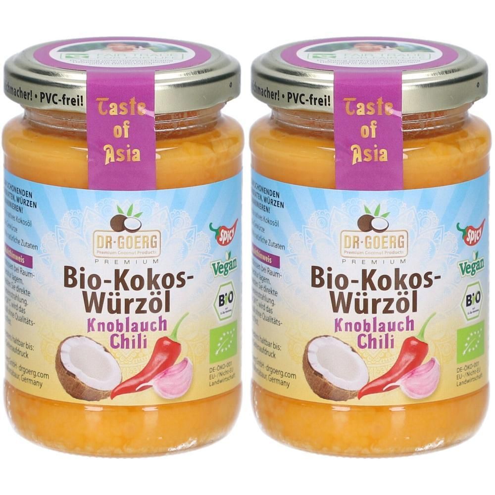 Bio-Kokos-Würzöl Knoblauch-Chili 2x 2x190 ml