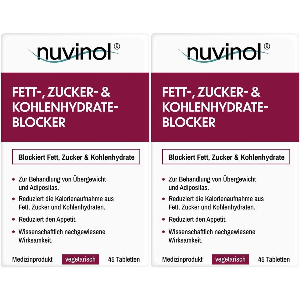 Nuvinol Fett- & Zucker- Kohlenhydrateblock.Tabl. 2x 2x45 St Tabletten