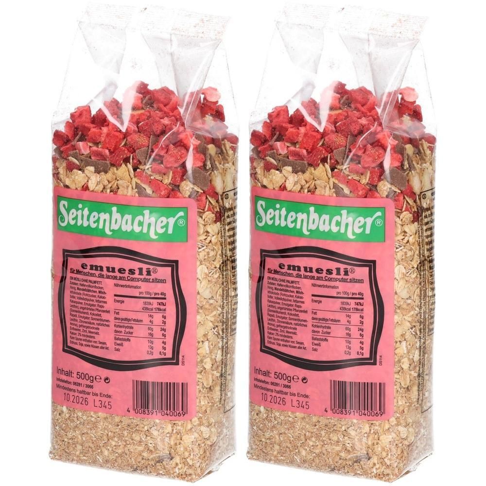 Seitenbacher E-Müsli m.Erdbeeren 2x 2x500 g