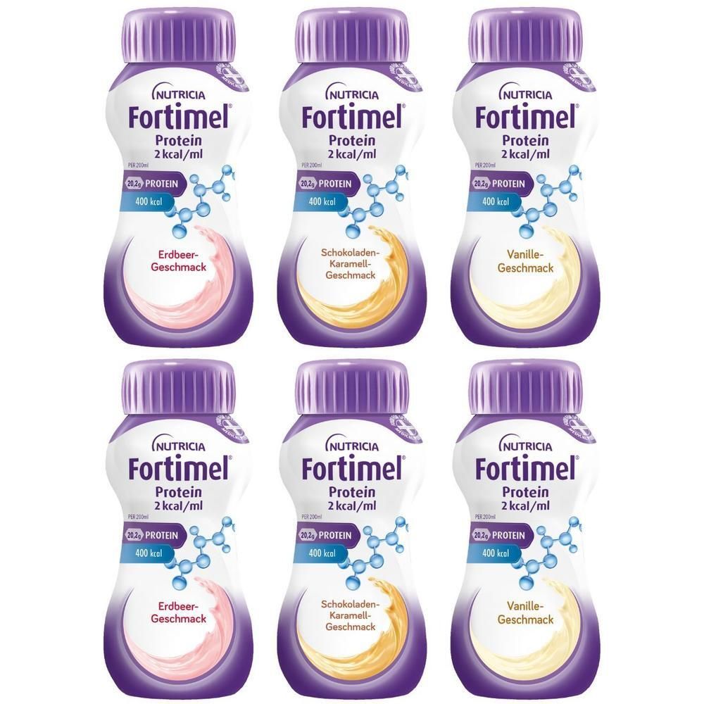 Fortimel Protein 2 kcal Mischkarton Trinknahrung 2x 2x32x200 ml Flüssigkeit