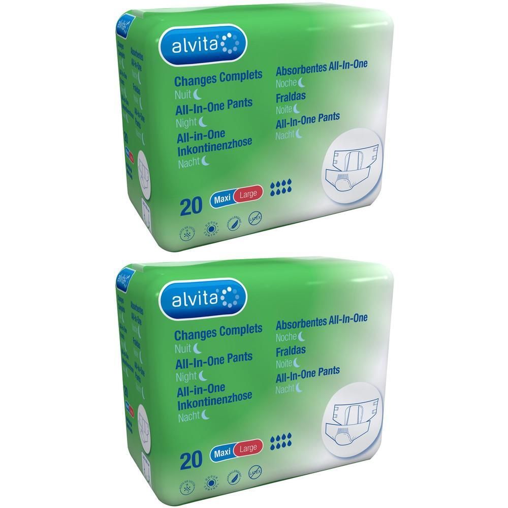 Alvita All-in-One Inkontinenzhose maxi large Nacht 2x 2x20 St