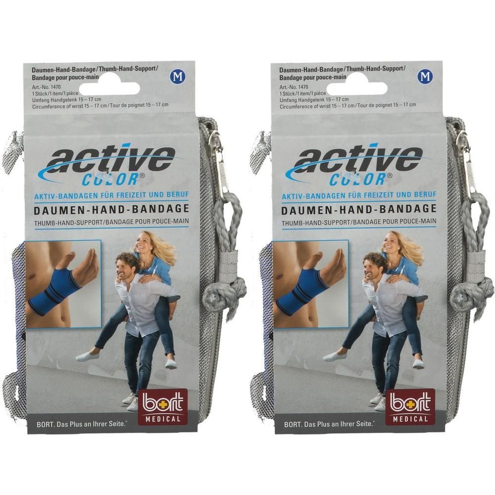 Bort ActiveColor Daumen Hand Band.M blau 2x 2x1 St Bandage(s)