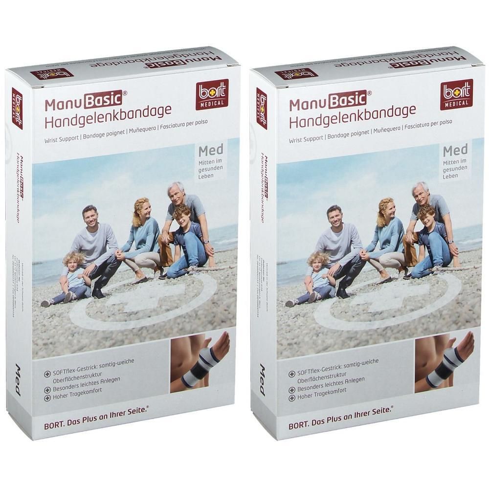 Bort ManuBasic Bandage rechts M schwarz 2x 2x1 St Bandage(s)