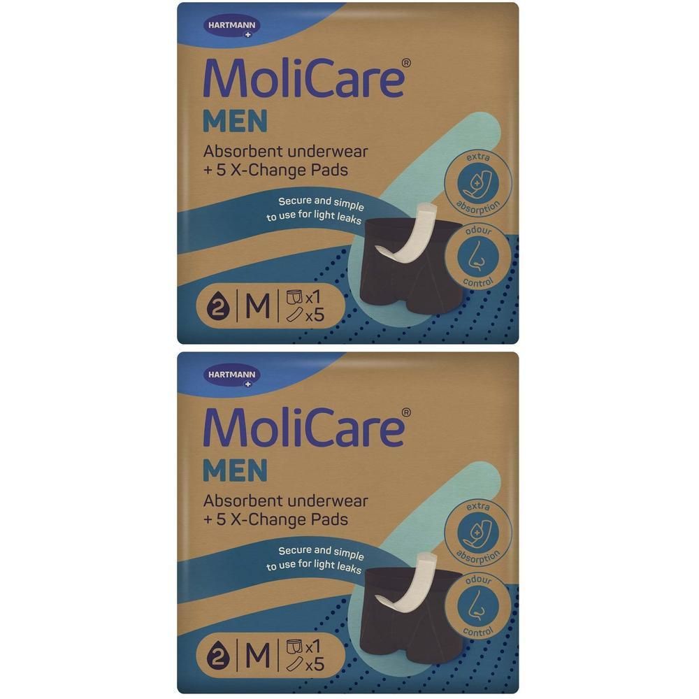 Molicare men Absorbent underwear+5 Pads Gr.M 2x 2x1 St