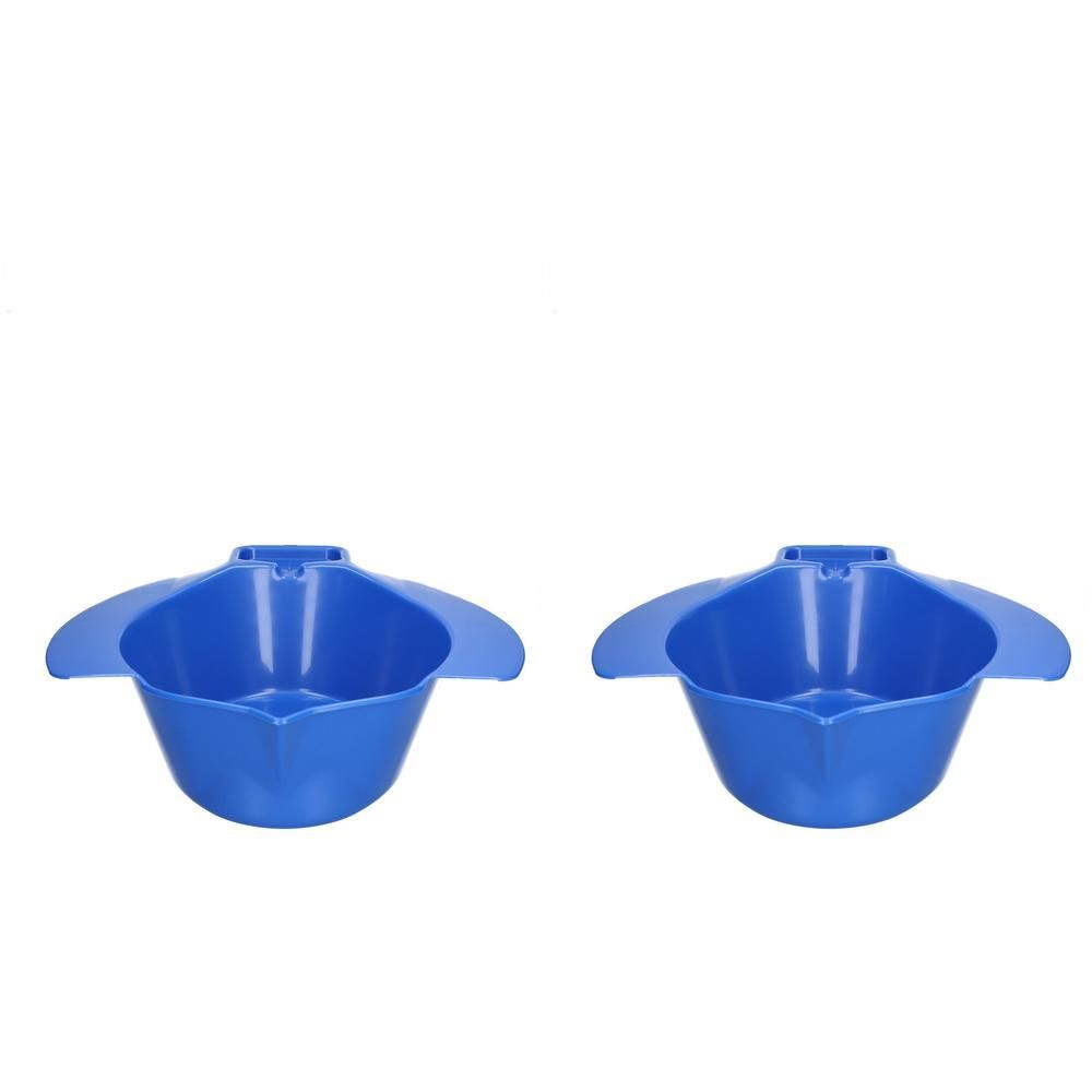 Zwei blaue Kunststoff-Becken mit Flügeln. Die Becken sind nach oben offen und haben eine runde Form.