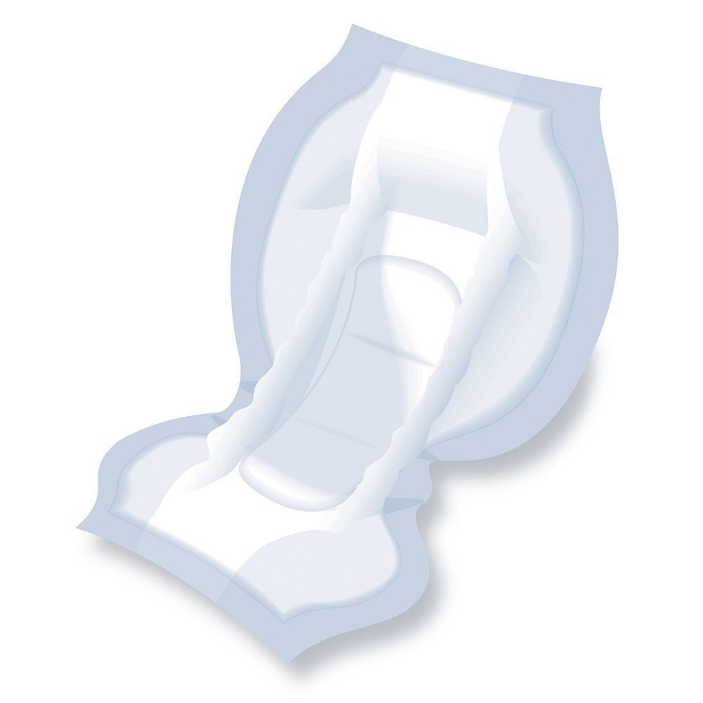 Einzelne Attends® Contours Regular Vorlage. Hellblaue, anatomisch geformte Einlage mit absorbierendem Kern.