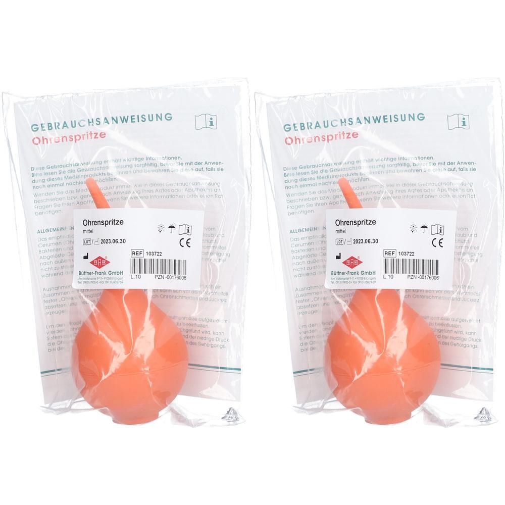 Ohrenspritze 60 g Gummi mittel 2x 2x1 St Spritzen