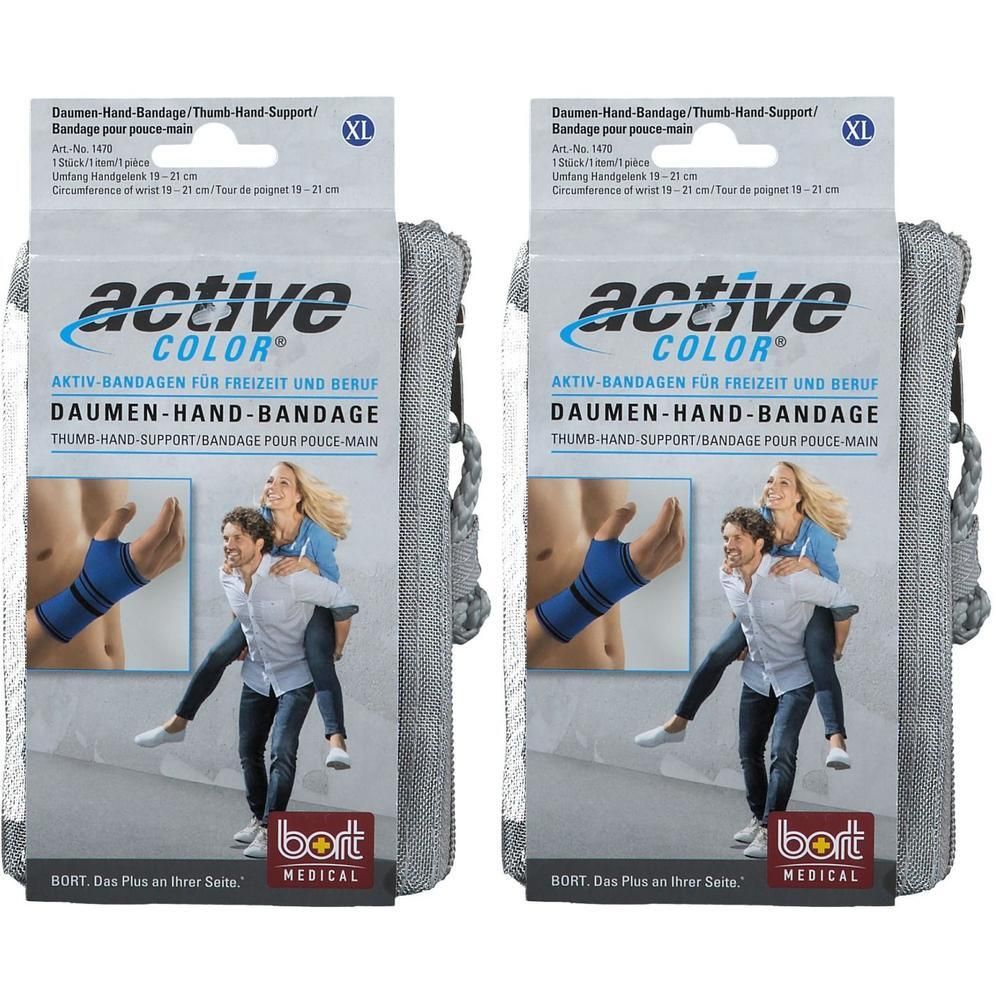 Bort ActiveColor Daumen Hand Band.XL blau 2x 2x1 St Bandage(s)