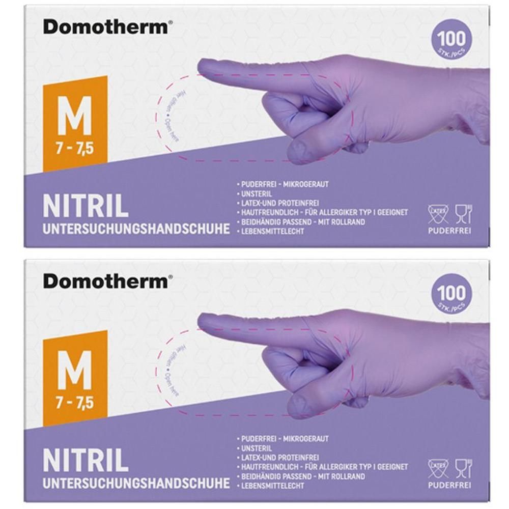 Domotherm Unt.Handschuhe Nitril unste.pf M lila 2x 2x100 St Handschuhe