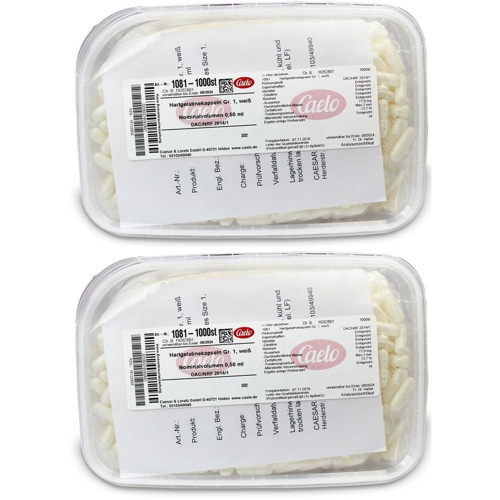 Hartgelatinekapseln Gr.1 weiß 2x 2x1000 St Kapseln