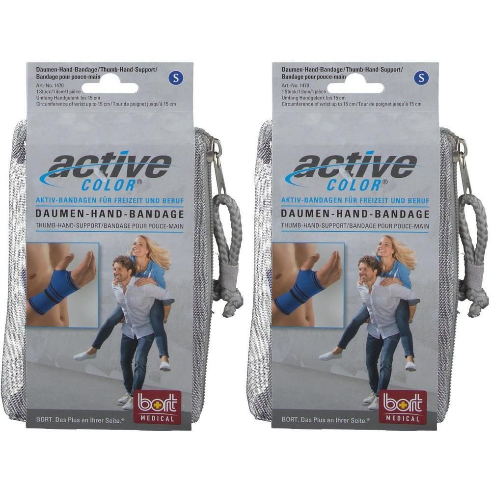 Bort ActiveColor Daumen Hand Band.S blau 2x 2x1 St Bandage(s)