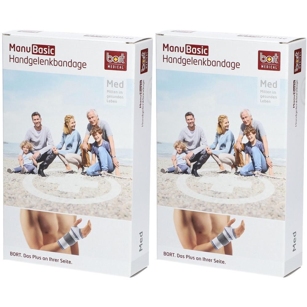 Bort ManuBasic Bandage rechts M silber 2x 2x1 St Bandage(s)