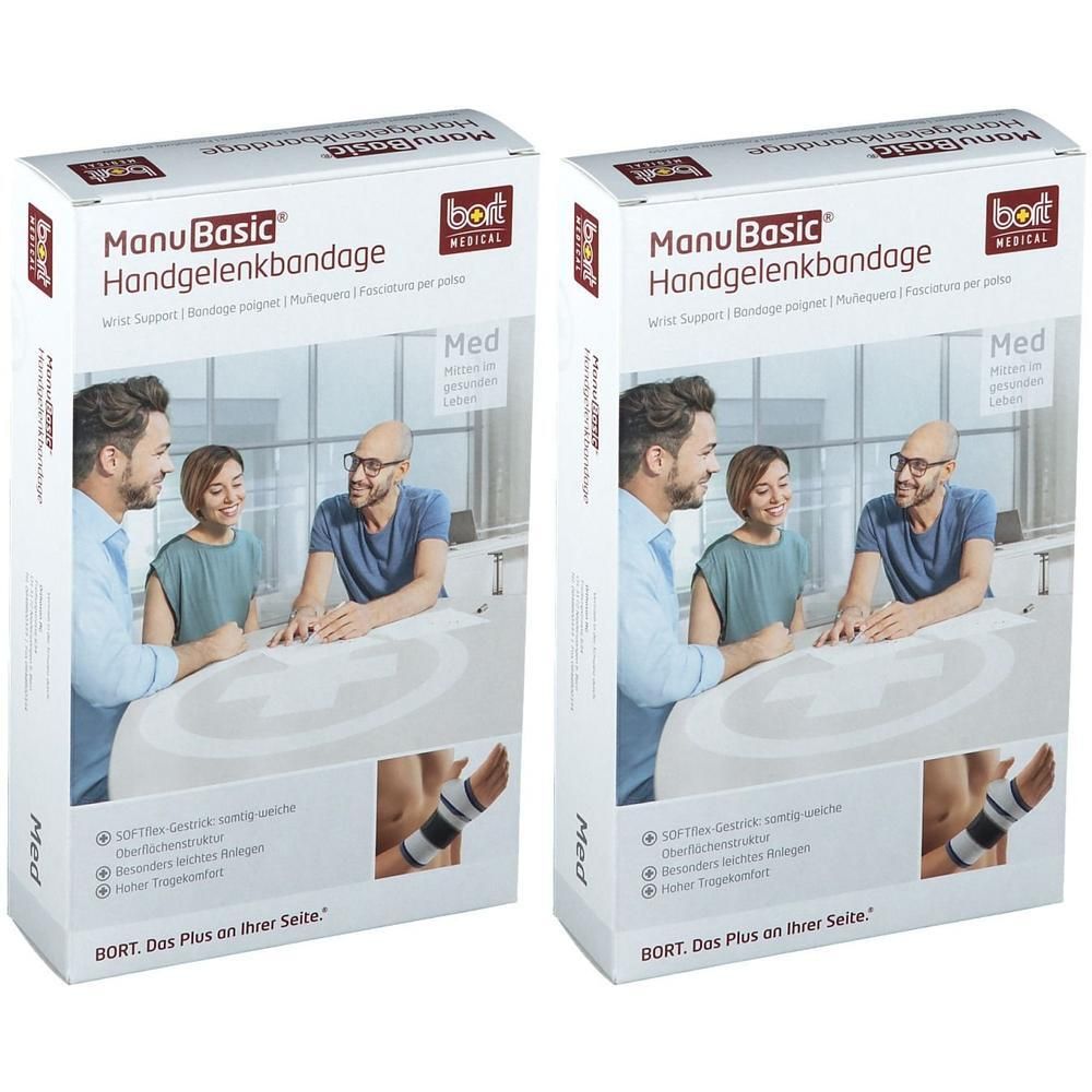Bort ManuBasic Bandage links M schwarz 2x 2x1 St Bandage(s)