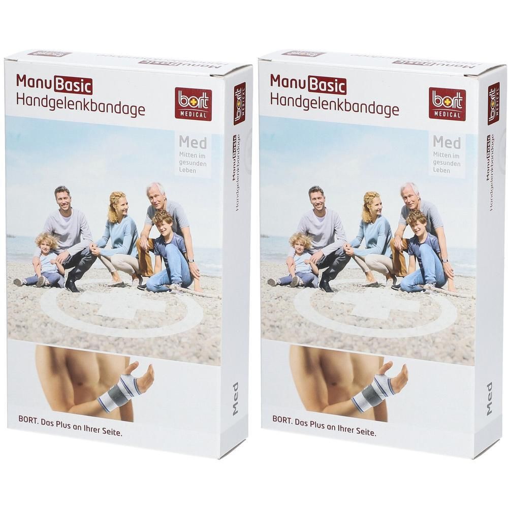 Bort ManuBasic Bandage links L silber 2x 2x1 St Bandage(s)