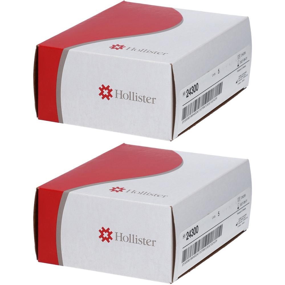 Zwei weiße Kartons mit roter Ecke. Hollister-Logo und Produktcode #24300.