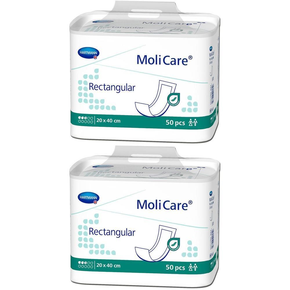 Molicare rectangular 3 Tropfen 20x40 cm 2x 2x50 St Beutel