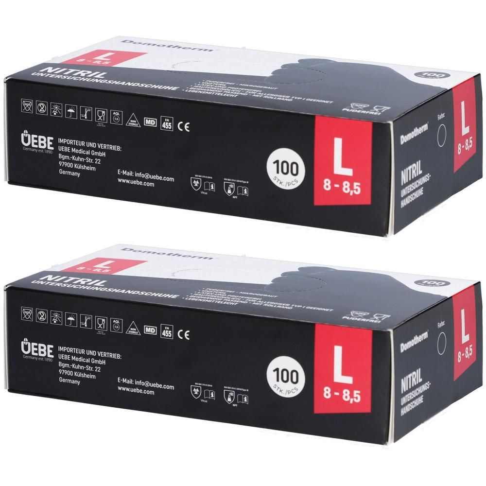 Domotherm Unt.Handschuhe Nitril unste.pf L schwarz 2x 2x100 St Handschuhe