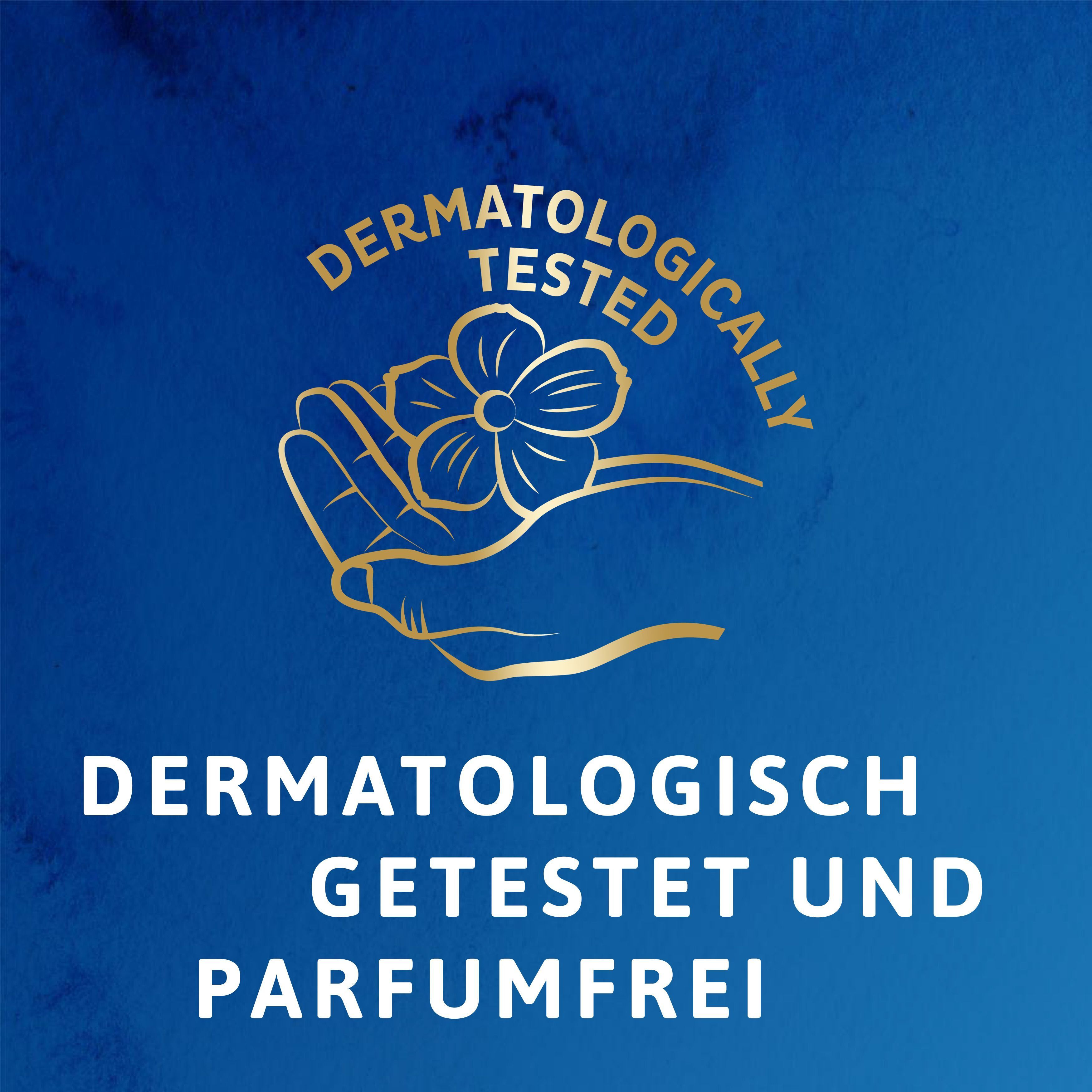 Text: Dermatologisch getest und parfümfrei. Logo: Dermatologisch getest.