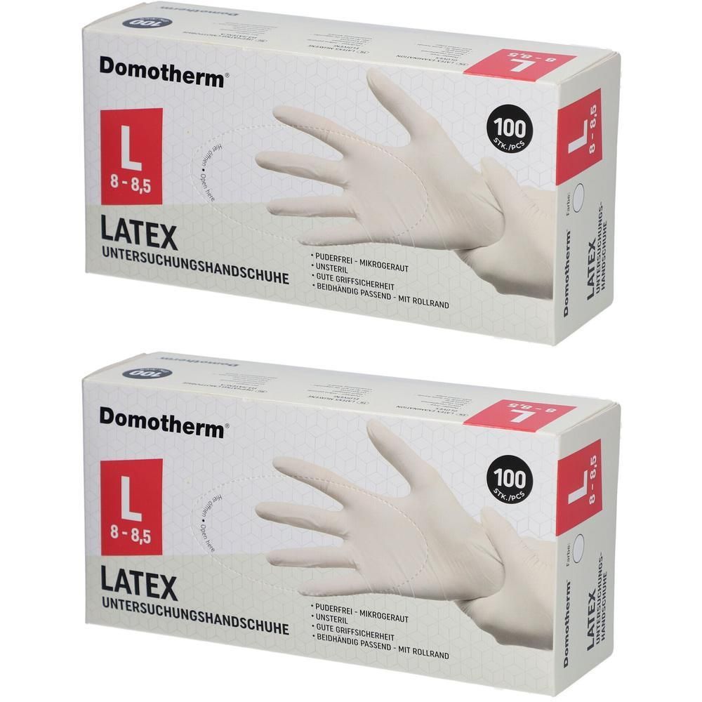 Domotherm Unt.Handschuhe Latex unsteril pf L weiß 2x 2x100 St Handschuhe