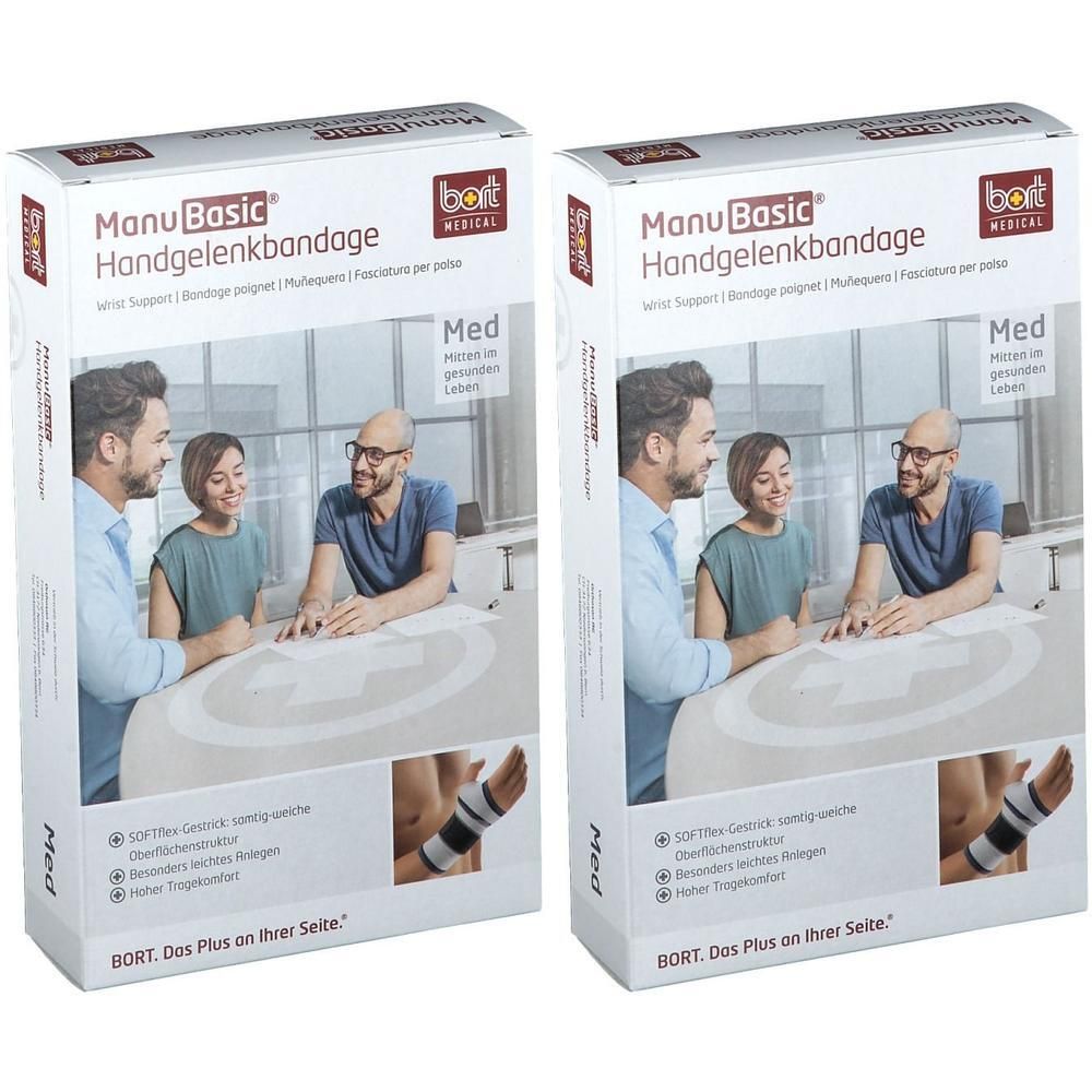 Bort ManuBasic Bandage links L schwarz 2x 2x1 St Bandage(s)