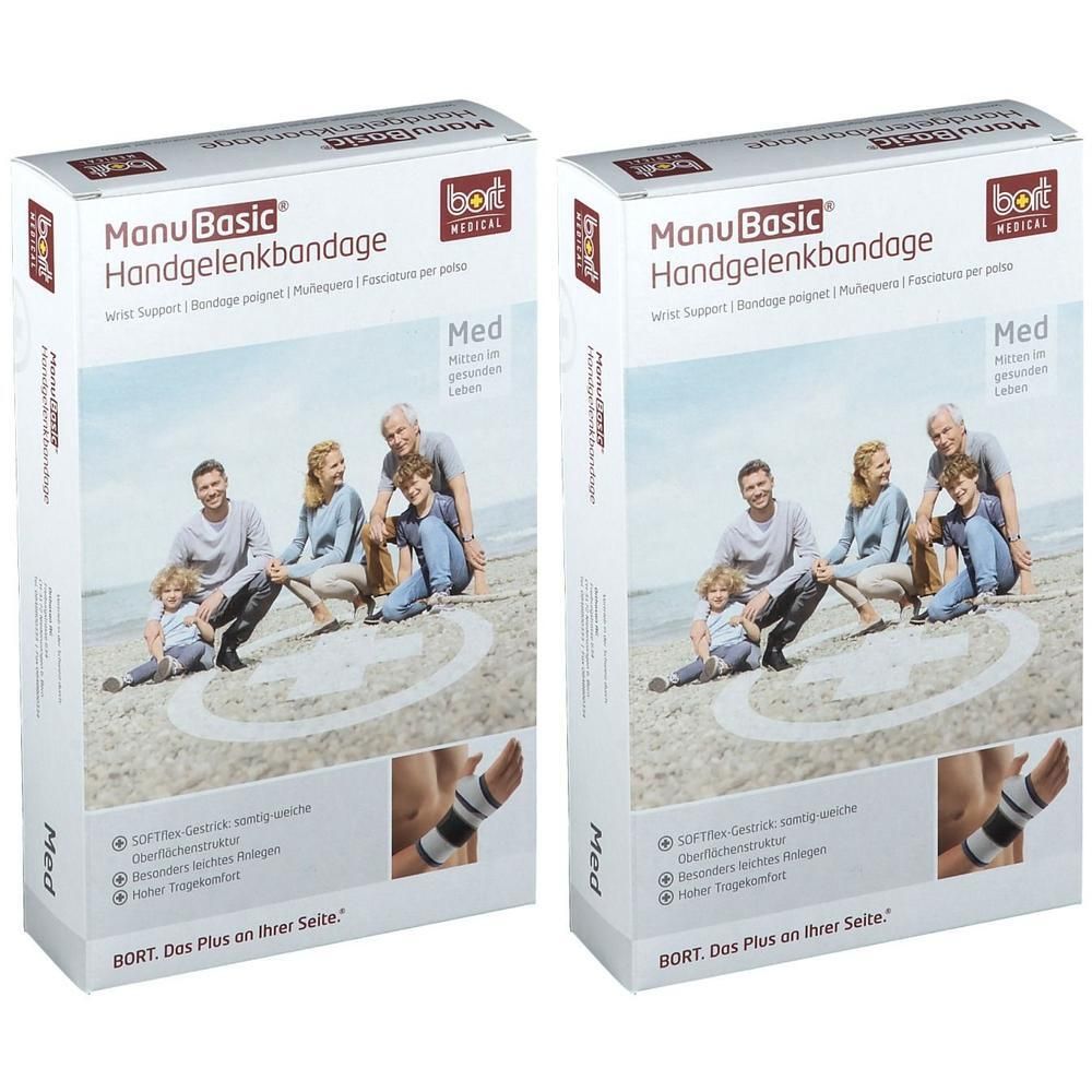 Bort ManuBasic Bandage links M silber 2x 2x1 St Bandage(s)