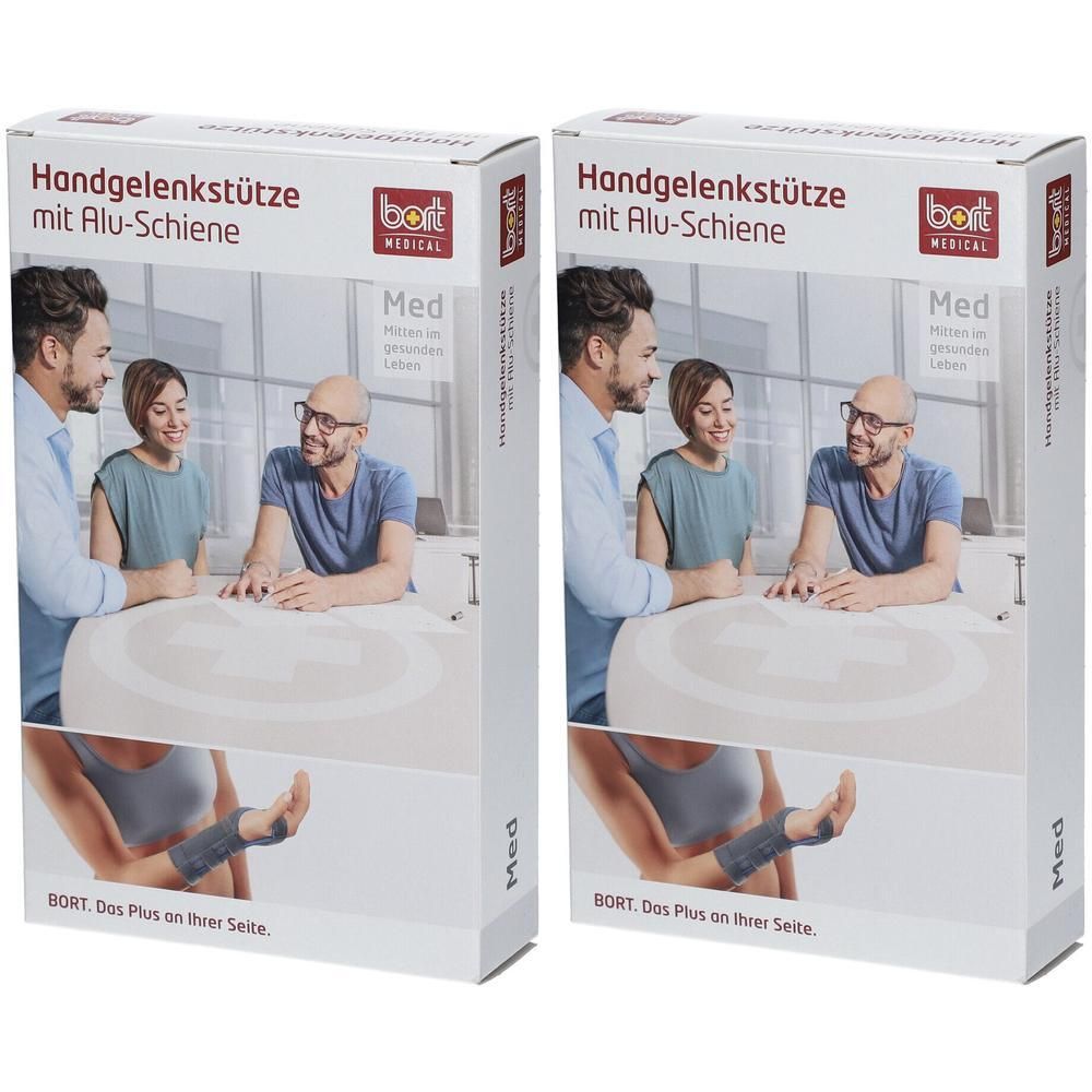 Bort Handgelenkstütze m.Aluschiene re.S grau 2x 2x1 St Bandage(s)