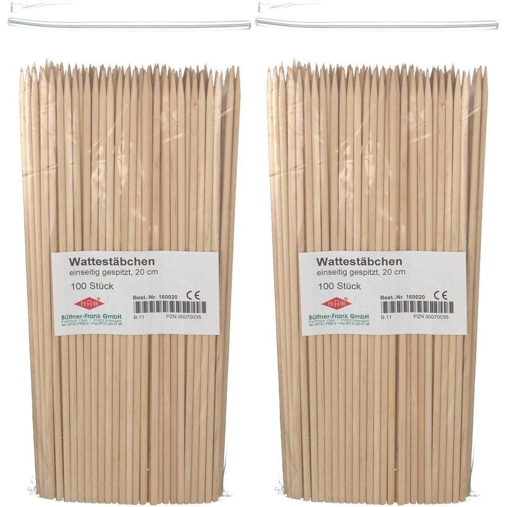 Watteträger 20 cm eins.spitz 2x 2x100 St Stäbchen