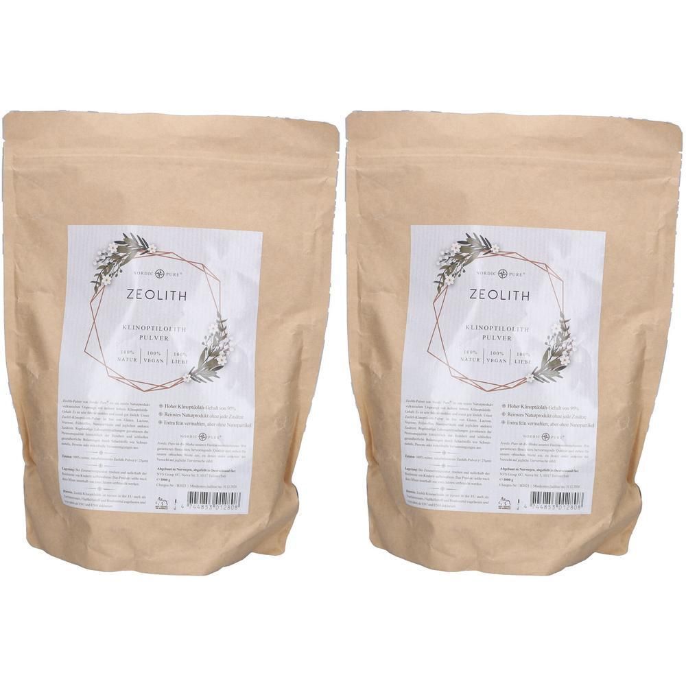 Zeolith Pulver 95% Klinoptilolith Nordic Pure 2x 2x1000 g