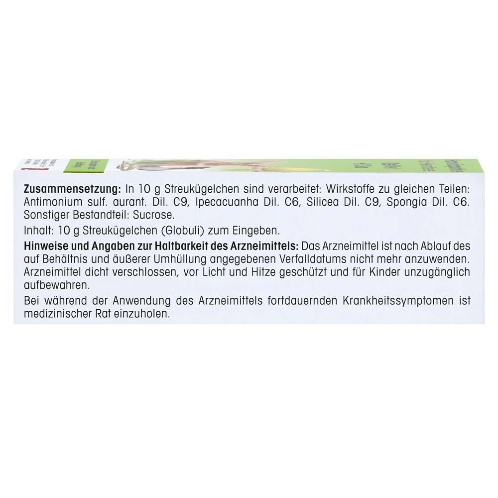 Rückseite der ReVet H 3c Globuli Verpackung mit detaillierter Zusammensetzung und Hinweisen.