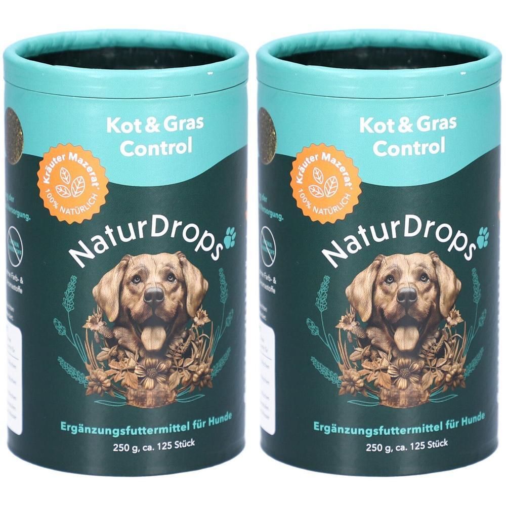 Naturdrops Kot & Gras Control Erg.Futterm.f.Hunde 2x 2x250 g