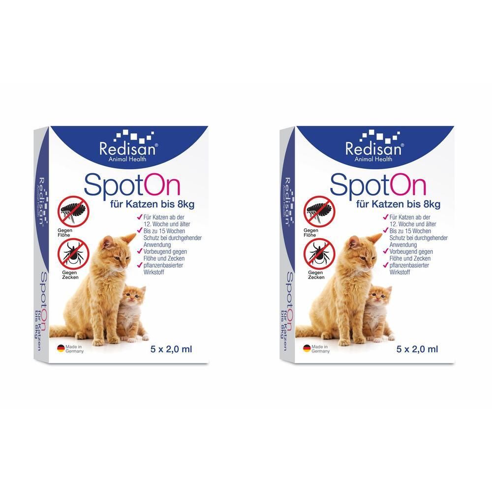 Redisan Spot-on gegen Zecken+Flöhe f.Katze bis 8kg 2x 2x5x2 ml Ampullen