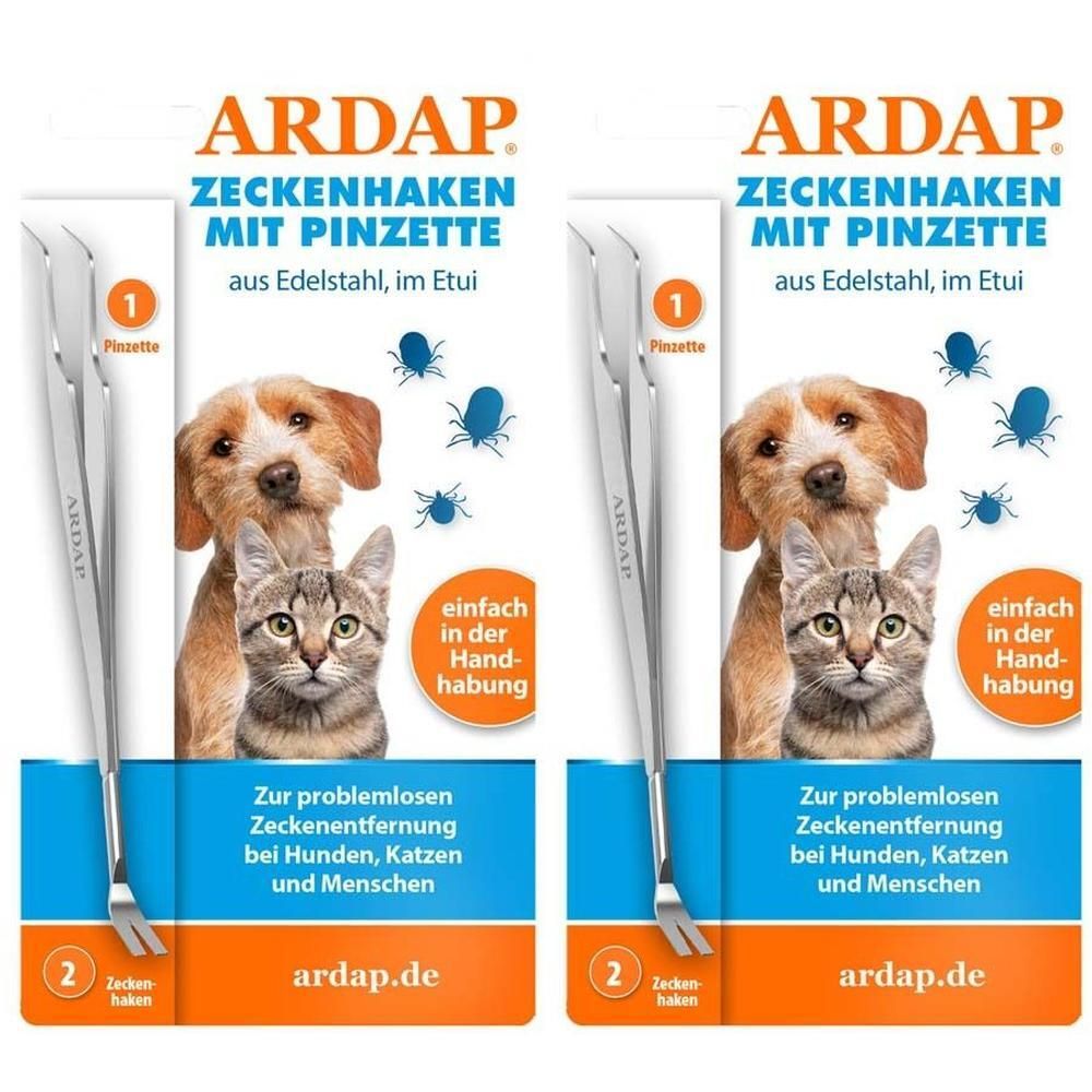 Ardap Zeckenhaken mit Pinzette aus Edelstahl 2x 2x1 St