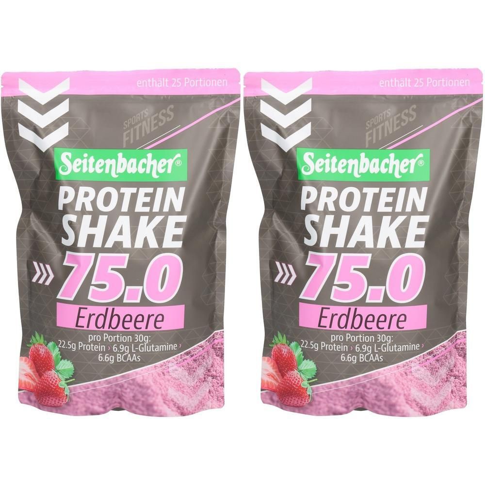 Seitenbacher Protein Shake 75.0, Erdbeere 2x 2x750 g Pulver
