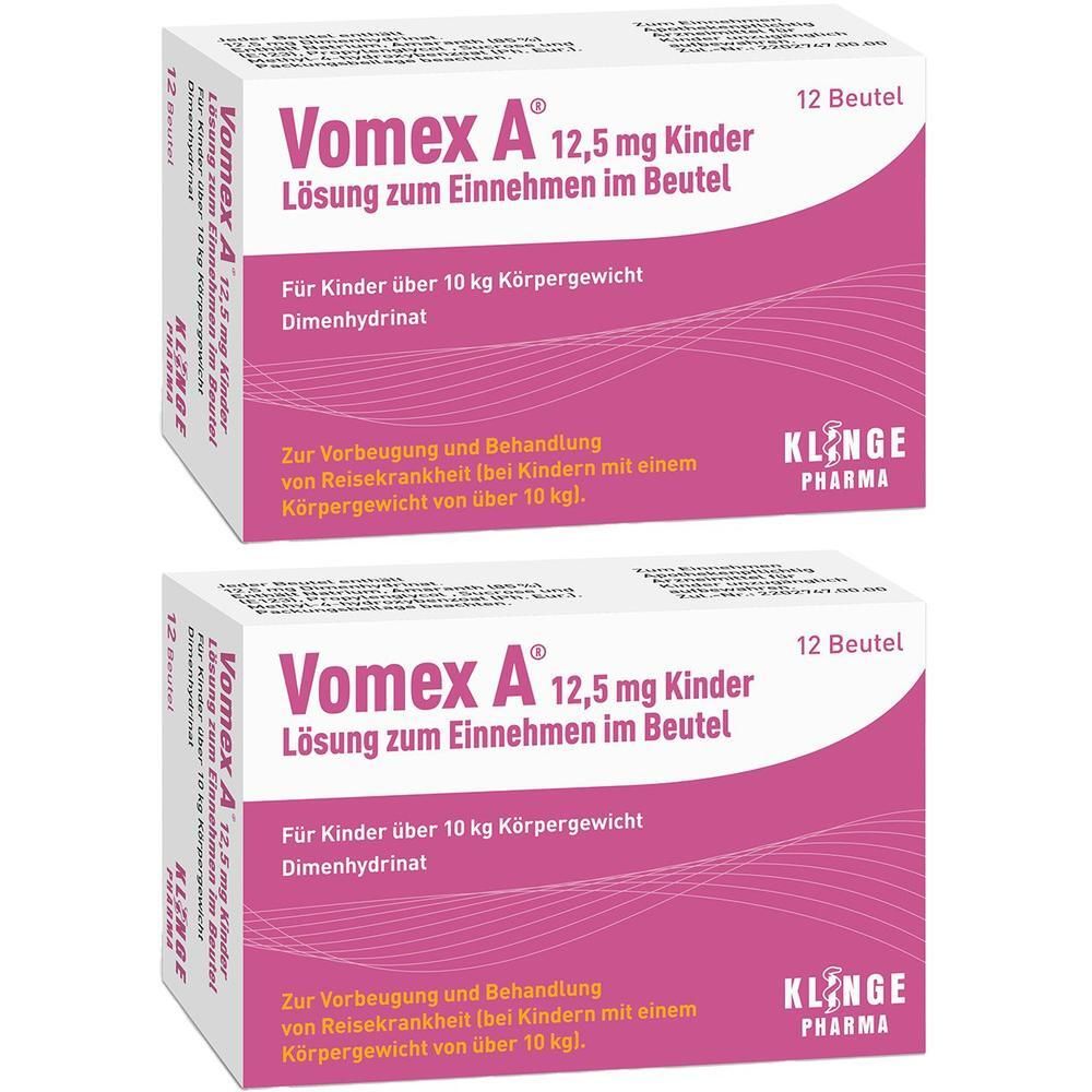 Vomex A 12,5 mg Kinder Lsg.z.Einnehmen im Beutel 2x 2x12 St Lösung zum Einnehmen