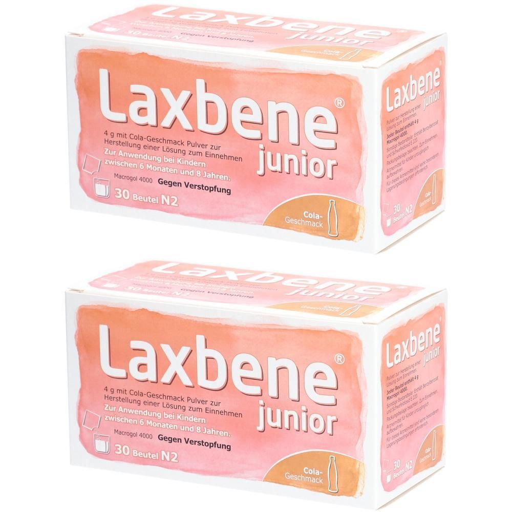 Laxbene junior 4 g Cola PLE Kdr.6 Mon.-8 Jahre 2x 2x30x4 Pulver zur Herstellung einer Lösung zum Einnehmen