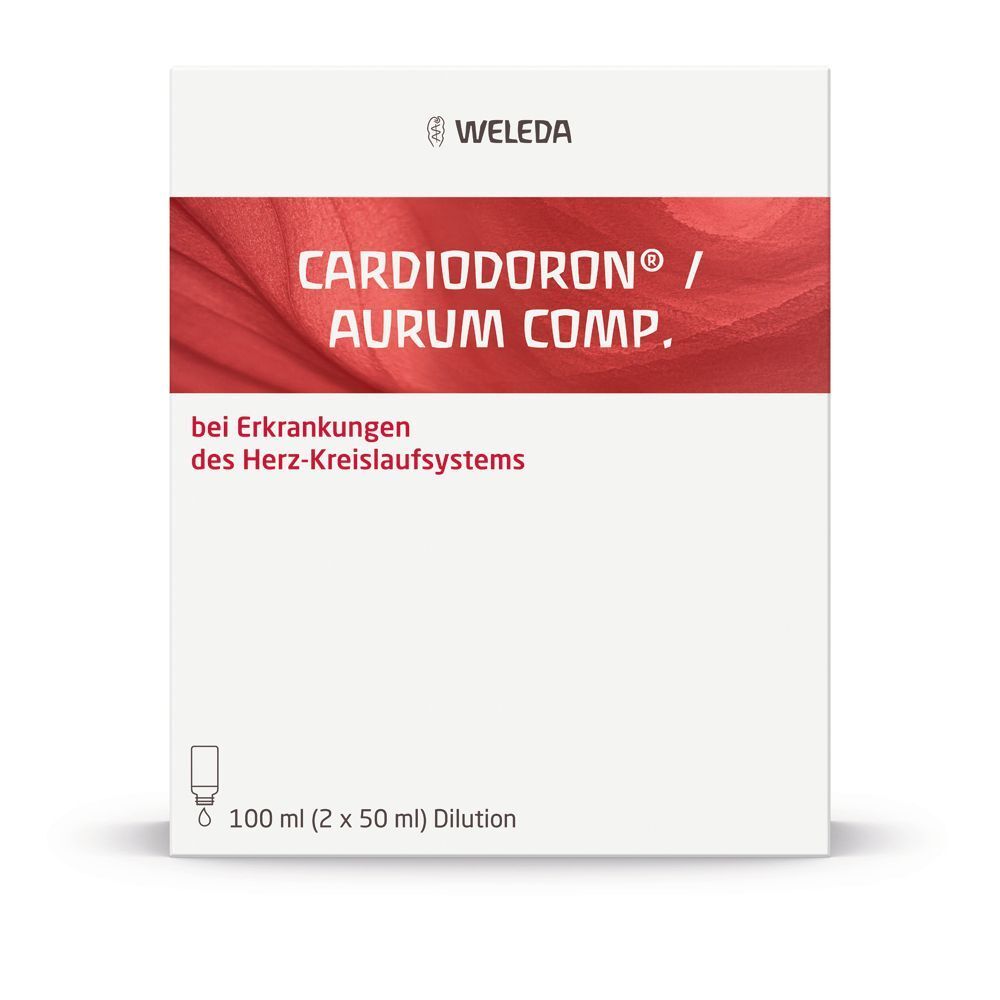 Weißer Karton mit rotem Balken und Schriftzug. Marke: Weleda. Aufdruck: 100 ml (2 x 50 ml) Verdünnung.