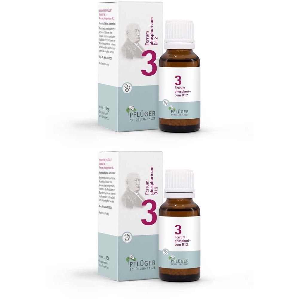 Biochemie Pflüger 3 Ferrum phosphoricum D 12 Glob. 2x 2x15 g Globuli