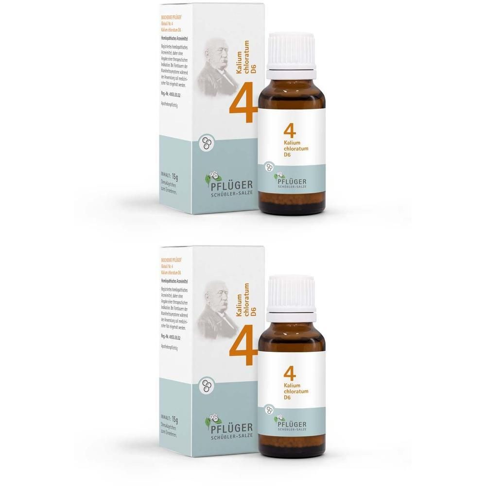 Biochemie Pflüger 4 Kalium chloratum D 6 Globuli 2x 2x15 g