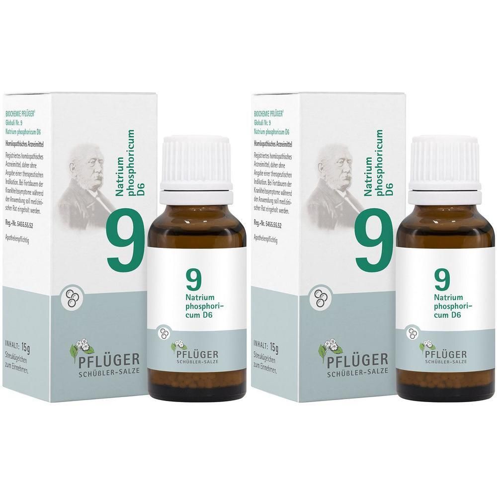 Biochemie Pflüger 9 Natrium phosphoricum D 6 Glob. 2x 2x15 g Globuli