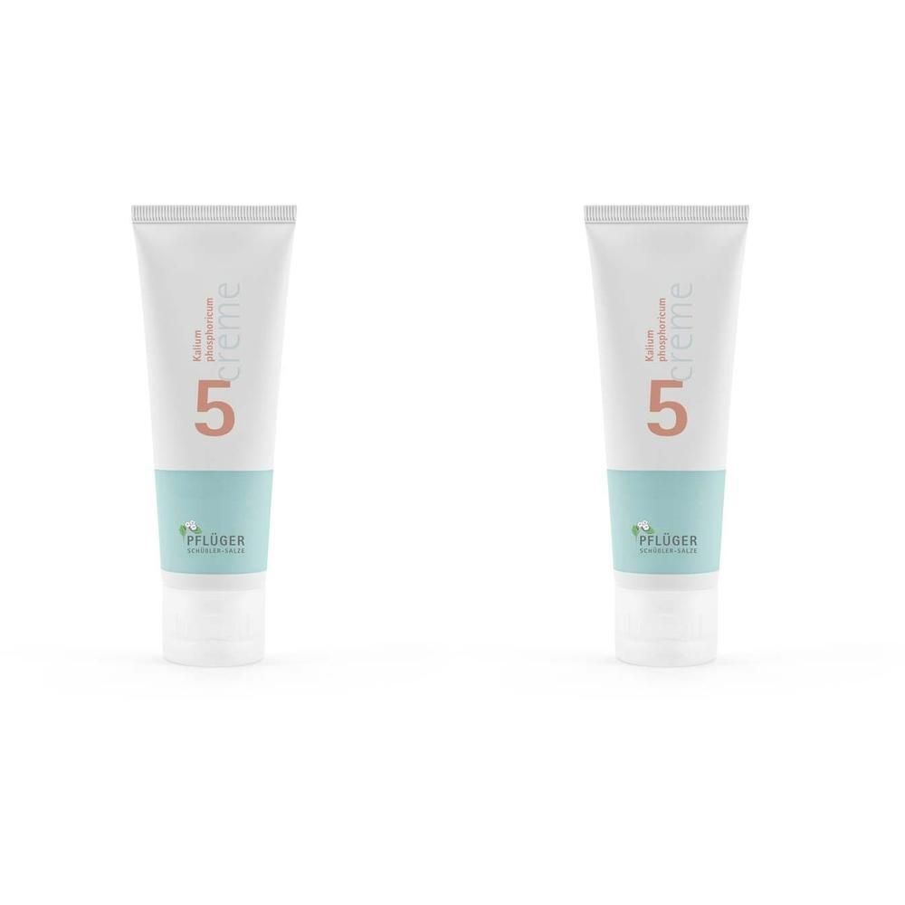 Zwei Tuben Creme mit der Aufschrift "5". Unterhalb ein türkisfarbener Streifen und der Markenname.