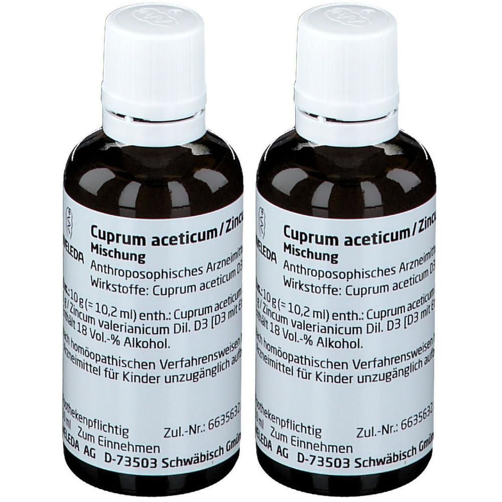 Cuprum ACETICUM/Zincum valerianicum Mischung 2x 2x50 ml