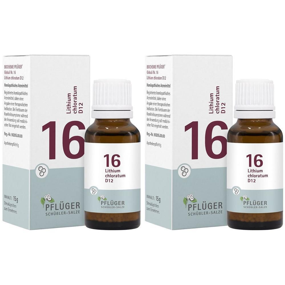 Biochemie Pflüger 16 Lithium chloratum D 12 Glob. 2x 2x15 g Globuli