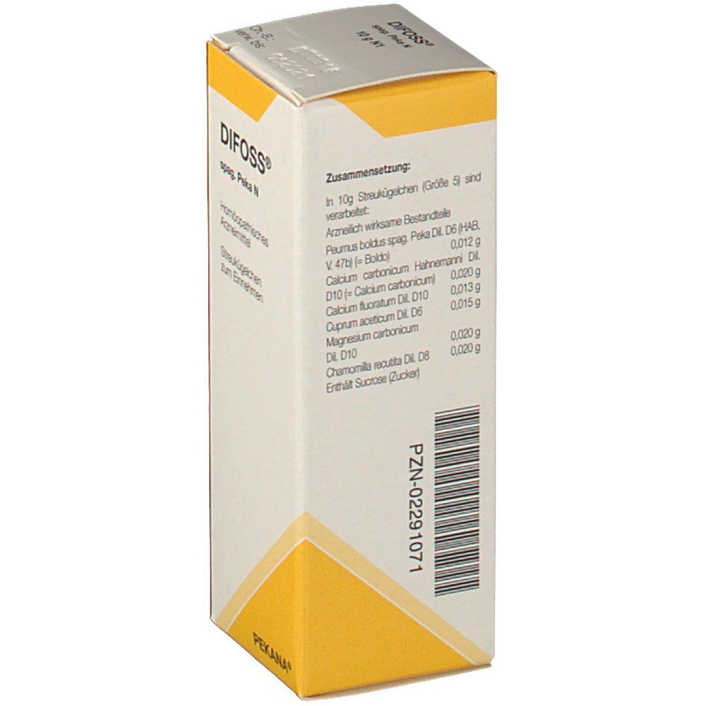 Rückseite der Schachtel. Zusammensetzung der Streukügelchen. Enthält Zucker. PZN-029291071.