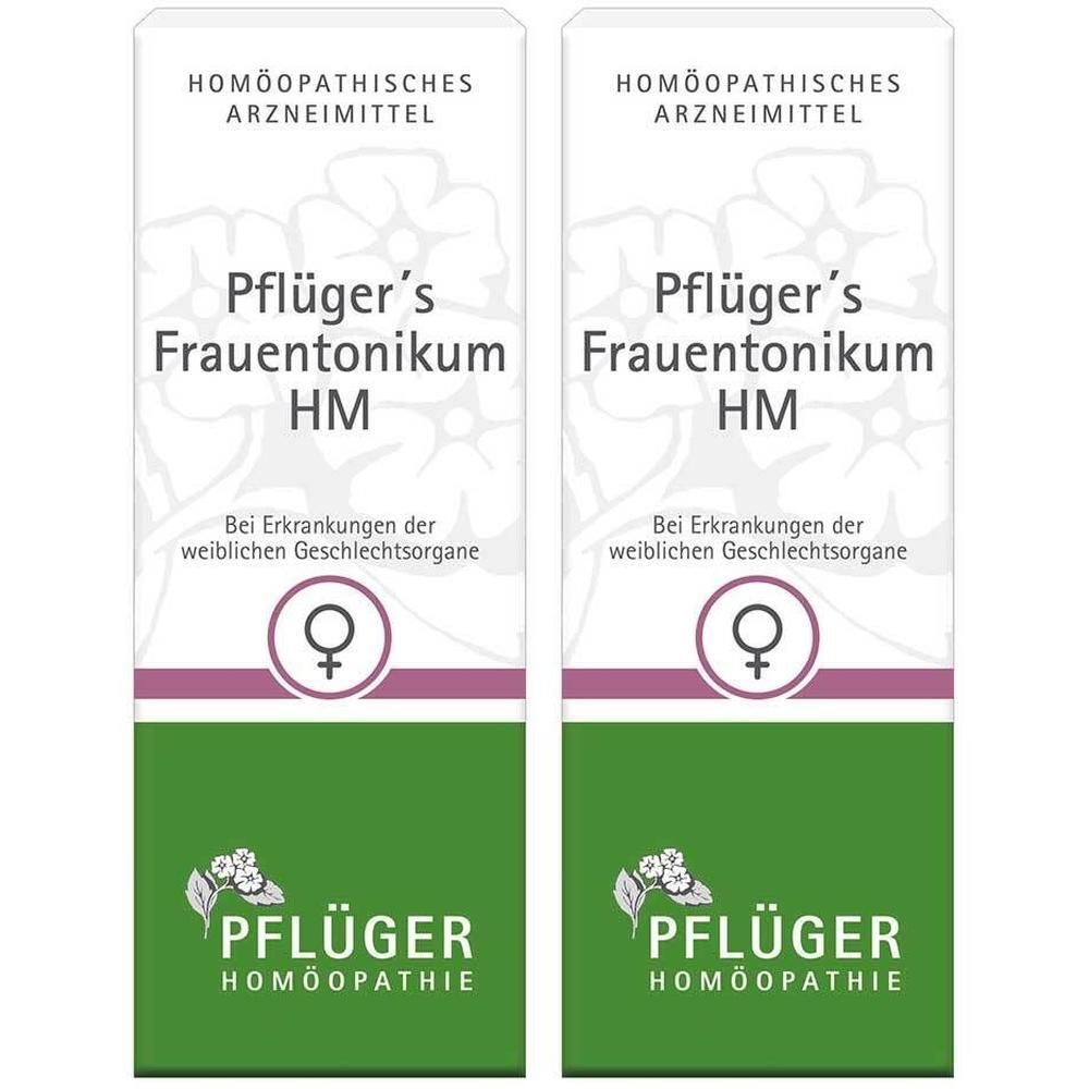 Zwei Packungen Pflüger's Frauentonikum HM, homöopathisches Arzneimittel.