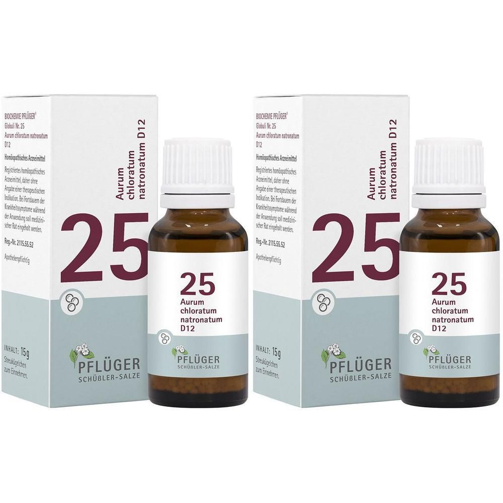 Biochemie Pflüger 25 Aurum chlorat.natron.D 12 Gl. 2x 2x15 g Globuli